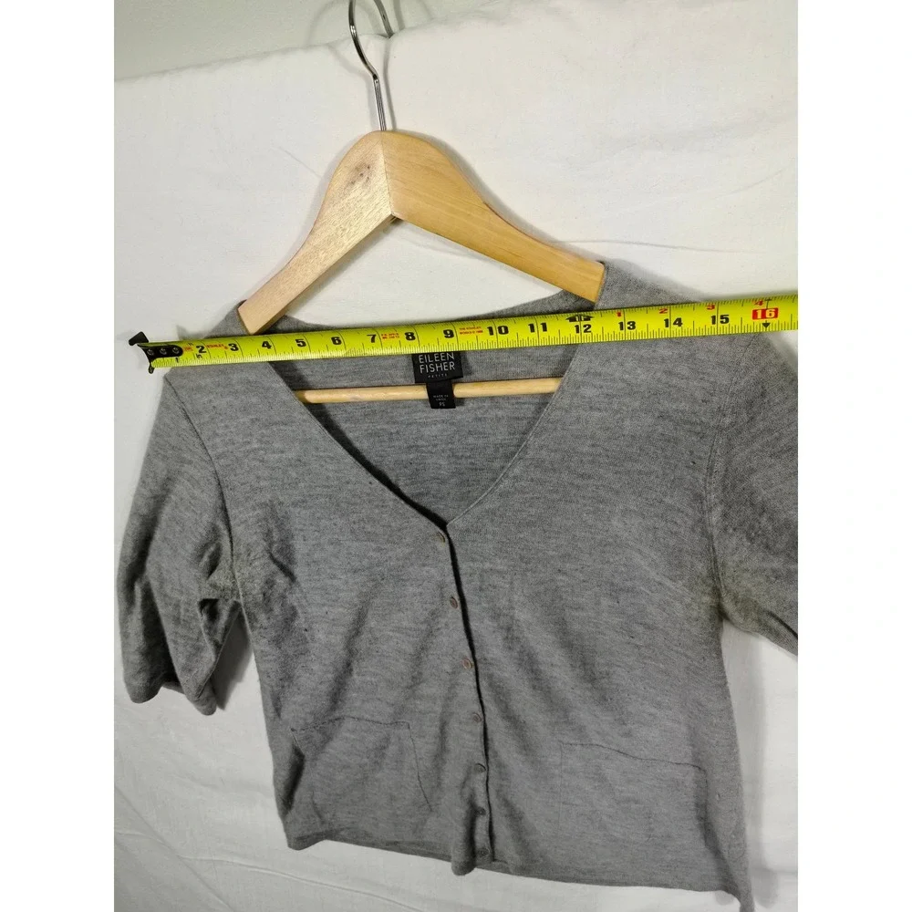 Eileen Fisher Cashmere Cardigan Petite S Gray Button Front Luxury Lagenlook‎